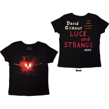 David Gilmour Ženska Majica: Luck & Strange Stage Shot (Black) (Back Print & Ex-Tour)