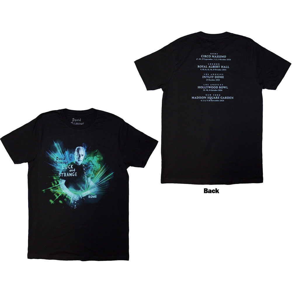 David Gilmour Majica: Luck & Strange Rome (Black) (Back Print & Ex-Tour)