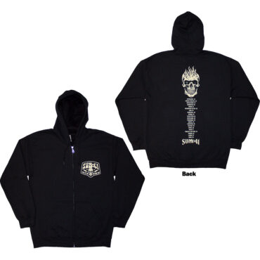 Sum 41 Zipped Hoodie: Tour '24 Pocket Logo & Skull Back (Black) (Back Print & Ex-Tour)