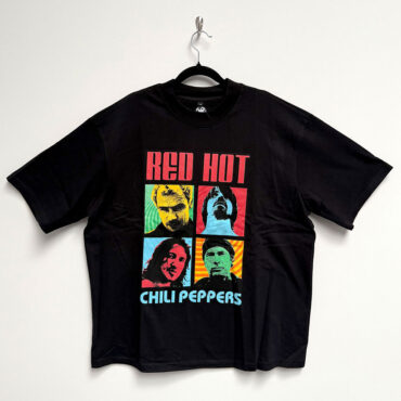 Red Hot Chili Peppers Oversized Boxy T-Shirt: Portrait Photos (Black)