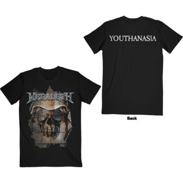 Megadeth T-Shirt: Youthanasia Ripped Thru (Black) (Back Print)
