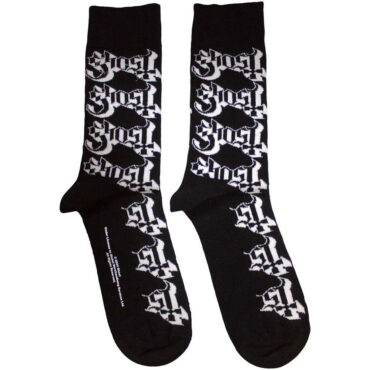 Ghost Ankle Socks: Logo Pattern (Black) (UK Size 4 - 7)