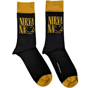 Nirvana Ankle Socks: Logo Stacked (Black) (UK Size 4 - 7)