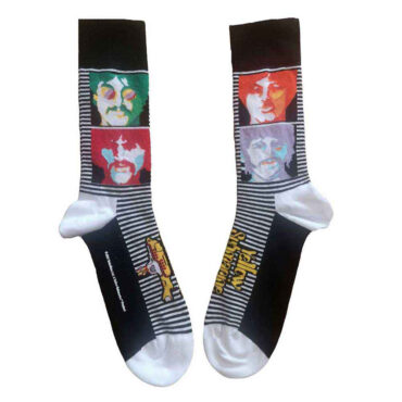 The Beatles Ankle Socks: Sea Of Science Faces Colour (Black) (UK Size 4 - 7)